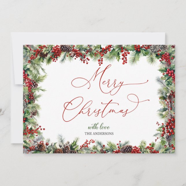 Cartes Pour Fêtes Annuelles Écriture calligraphique élégante Joyeux Noël (Devant)