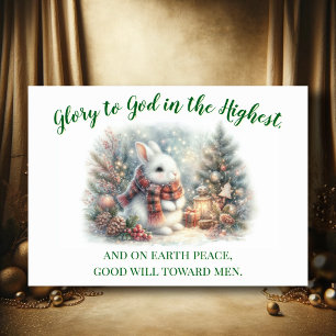Cartes Pour Fêtes Annuelles Écriture chrétienne Bunny de bois Verset Noël