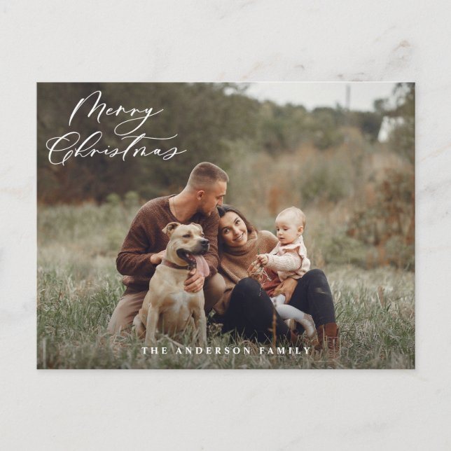 Cartes Pour Fêtes Annuelles Écriture de feuille minimale moderne Noël (Devant)