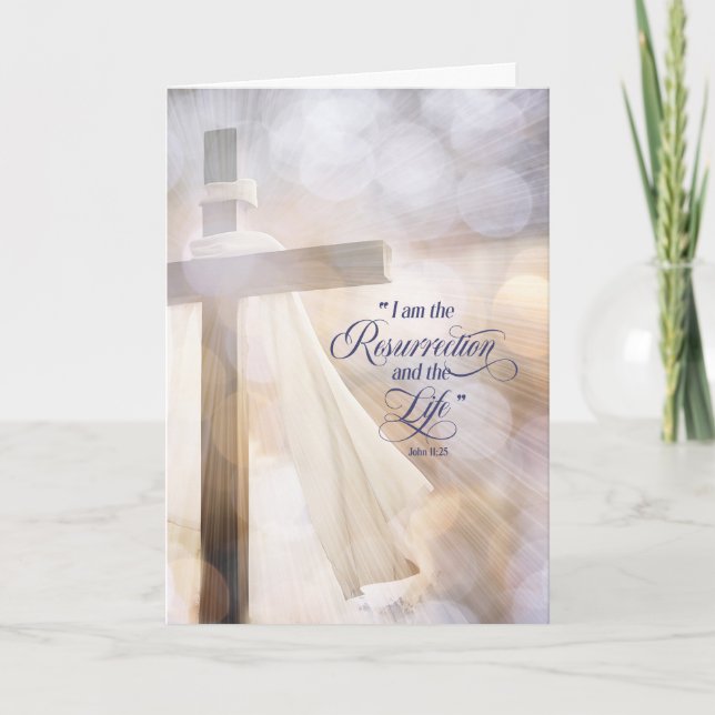Cartes Pour Fêtes Annuelles Écriture de la résurrection chrétienne Pâques (Devant)