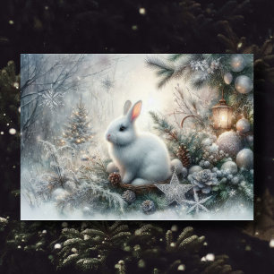 Cartes Pour Fêtes Annuelles Écriture de lapin d'hiver paisible Verset Noël