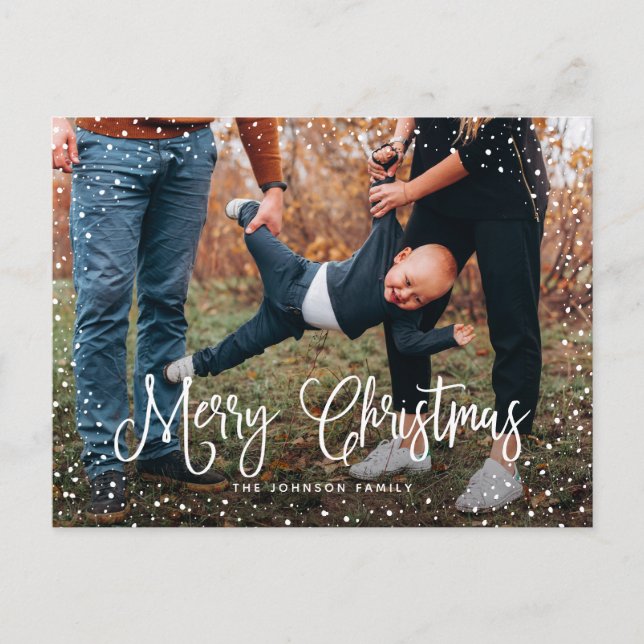 Cartes Pour Fêtes Annuelles Écriture de neige moderne 2 Photo (Devant)