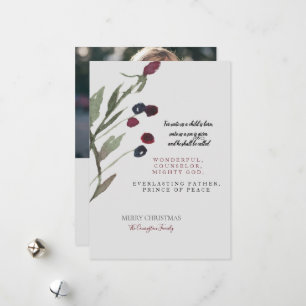 Cartes Pour Fêtes Annuelles Écriture de Noël Berries Photo chrétienne