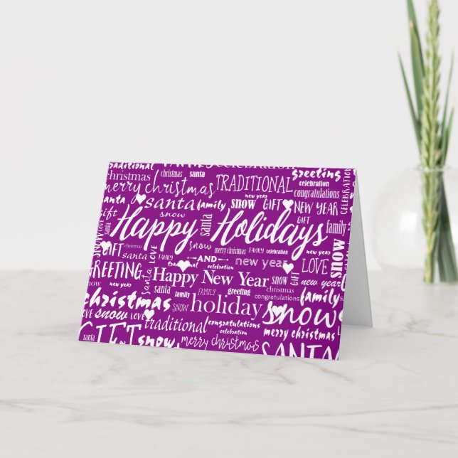 Cartes Pour Fêtes Annuelles Écriture de Noël fantaisiste moderne violet unique (Devant)