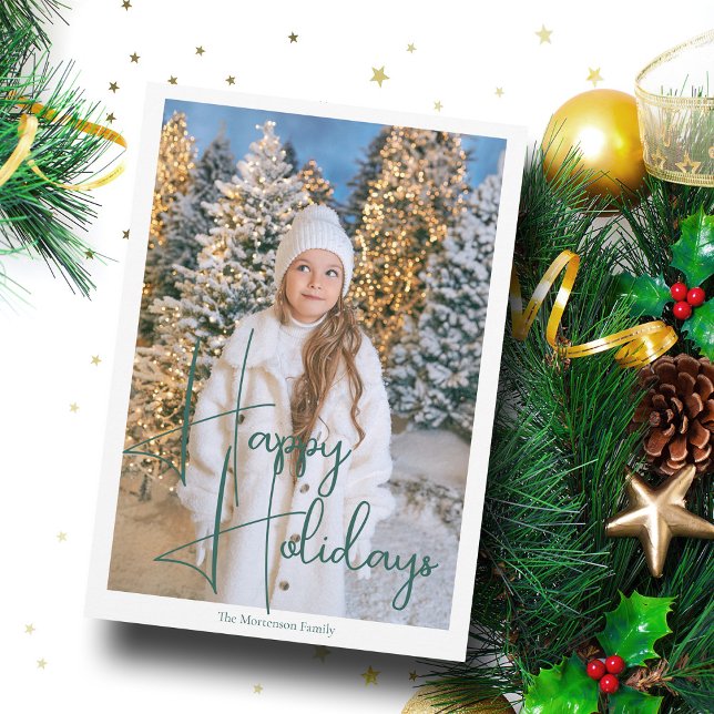 Cartes Pour Fêtes Annuelles Écriture de signature de Joyeuses Fêtes Photo Mode (Créateur téléchargé)