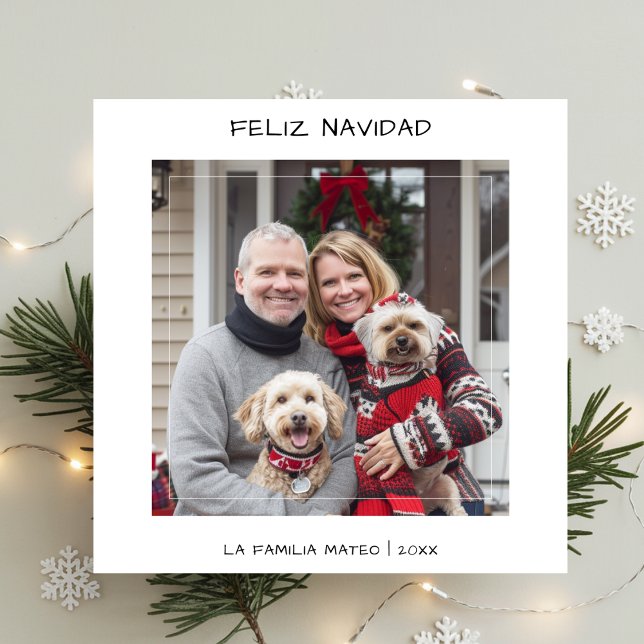 Cartes Pour Fêtes Annuelles Écriture décontractée Feliz Navidad Christmas Whit (Créateur téléchargé)