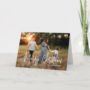 Cartes Pour Fêtes Annuelles Écriture décontractée Photo Noël Moderne