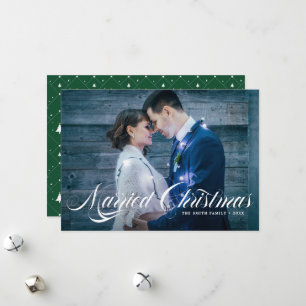 Cartes Pour Fêtes Annuelles Écriture Élégante avec Flourish Noël Mariés