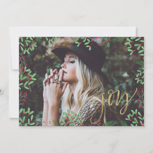 Cartes Pour Fêtes Annuelles Écriture Joy Faux Or (Devant)