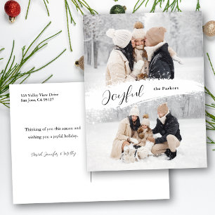Cartes Pour Fêtes Annuelles Écriture Joyeuse avec Trait de Pinceau Enneigé 2-P