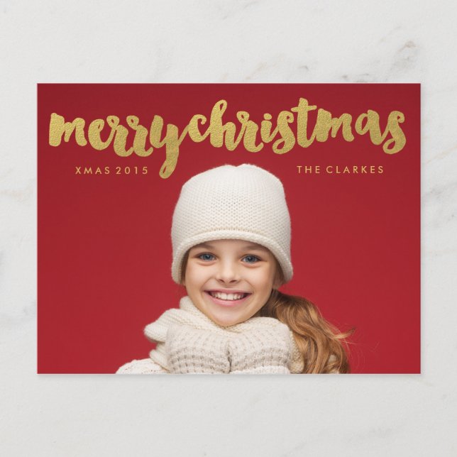 Cartes Pour Fêtes Annuelles Écriture manuscrite Gold Joyeux Noël (Devant)