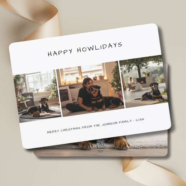 Cartes Pour Fêtes Annuelles Écriture manuscrite Joyeux Howlidays Chien Noël 4  (Créateur téléchargé)