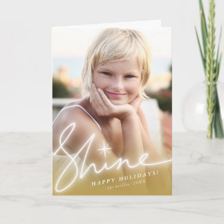 Cartes Pour Fêtes Annuelles Écriture manuscrite Shine Glow Script Or Ombre Pho
