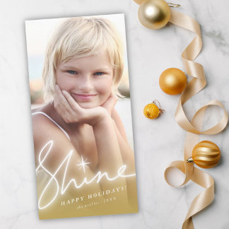 Cartes Pour Fêtes Annuelles Écriture manuscrite Shine Glow Script Or Ombre Pho