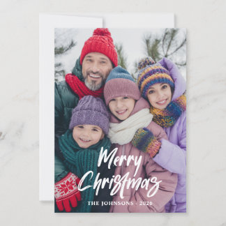 Cartes Pour Fêtes Annuelles Écriture moderne au pinceau Joyeux Noël Bleu