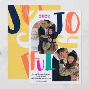 Cartes Pour Fêtes Annuelles Écriture moderne audacieuse 2 photos arch Joyful N