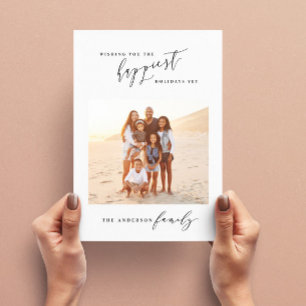 Cartes Pour Fêtes Annuelles Écriture moderne en noir et blanc 1 photo Noël