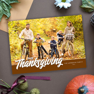 Cartes Pour Fêtes Annuelles Écriture moderne Photo Thanksgiving