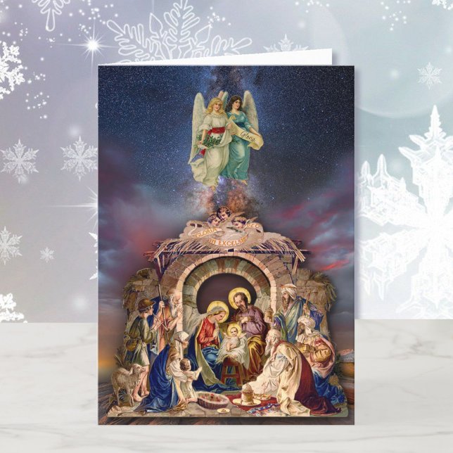 Cartes Pour Fêtes Annuelles Écriture religieuse Noël Bébé Jésus Nativité (Créateur téléchargé)