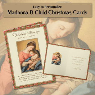 Cartes Pour Fêtes Annuelles Écriture religieuse vintage de la Vierge Marie Jés