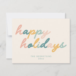 Cartes Pour Fêtes Annuelles Écriture Rétro Pastel Joyeuses Fêtes Personnalisé