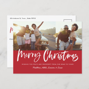 Cartes Pour Fêtes Annuelles Écriture rouge et blanc joyeux Noël multi photo H
