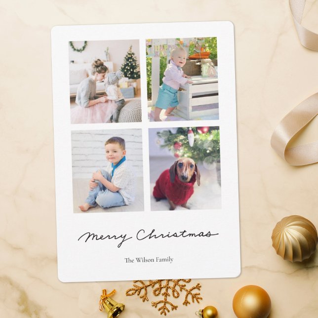 Cartes Pour Fêtes Annuelles Écriture simple Joyeux Noël Multi Photo (Créateur téléchargé)