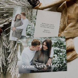 Cartes Pour Fêtes Annuelles Écru   Neige Très Joyeux Deux Photo