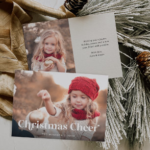 Cartes Pour Fêtes Annuelles Écru Photo de Noël Cheval Two