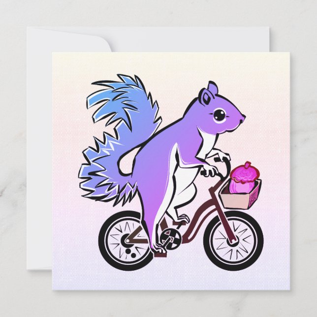 Cartes Pour Fêtes Annuelles Écureuil de fête à vélo (Devant)