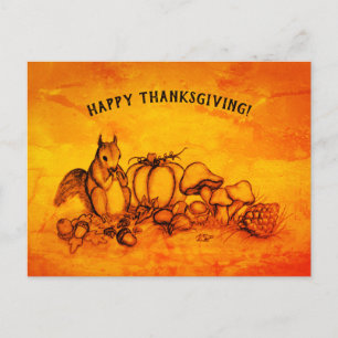 Cartes Pour Fêtes Annuelles Écureuil en automne, Joyeux Thanksgiving!