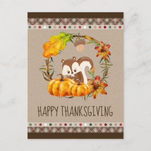 Cartes Pour Fêtes Annuelles Écureuil et Bon thanksgiving Citrouille