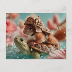 Cartes Pour Fêtes Annuelles Écureuil géant chevauchant une tortue