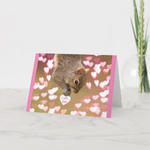 Cartes Pour Fêtes Annuelles Écureuil mignon aux coeurs Saint-Valentin