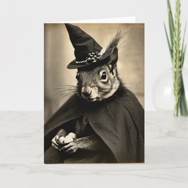 Cartes Pour Fêtes Annuelles Écureuil Sorcier (Devant)