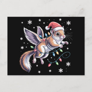 Cartes Pour Fêtes Annuelles Écureuil Volant de Noël Chapeau de Père Noël Lumiè