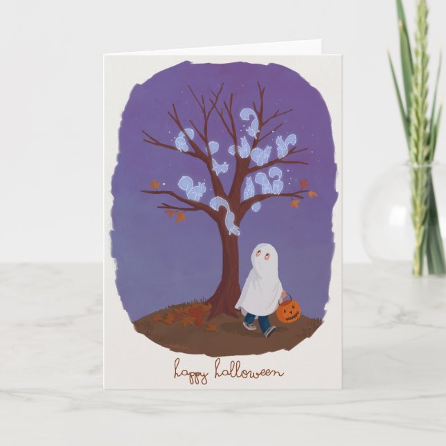 Cartes Pour Fêtes Annuelles Écureuils de fantôme (Devant)