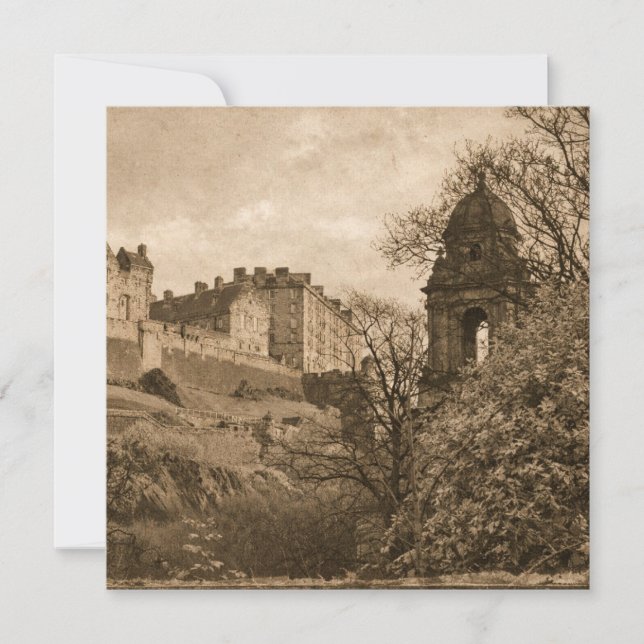 Cartes Pour Fêtes Annuelles Edinburgh Castle Sepia Photograph (Devant)
