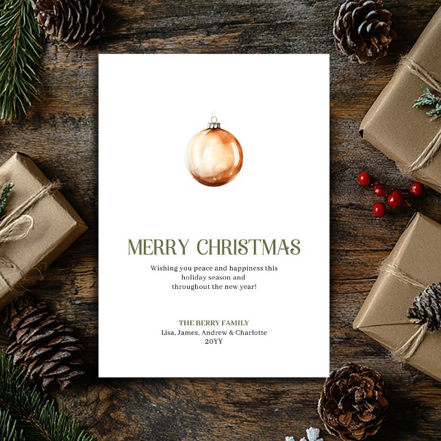 Cartes Pour Fêtes Annuelles Editable Christmas Bauble Card Minimal Elegant   (Editable Christmas Ornament Card Minimal Elegant Design)