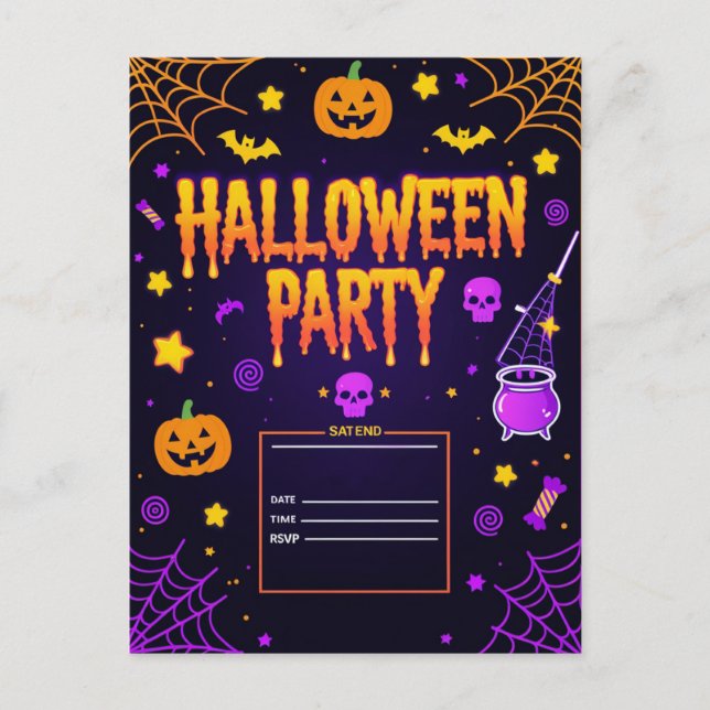 Cartes Pour Fêtes Annuelles Editable Halloween Party (Devant)