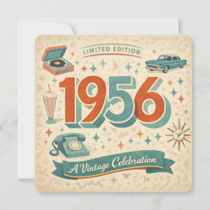 Cartes Pour Fêtes Annuelles Édition Limitée Anniversaire 1956 Style Rétro 50