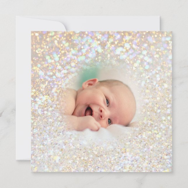 Cartes Pour Fêtes Annuelles effet de glitter bokeh faux photo de bébé (Devant)