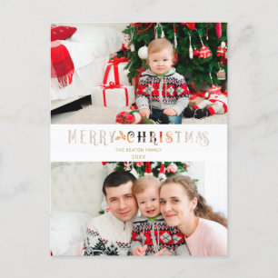 Cartes Pour Fêtes Annuelles Effet de papier découpé Noël Script Photo personna
