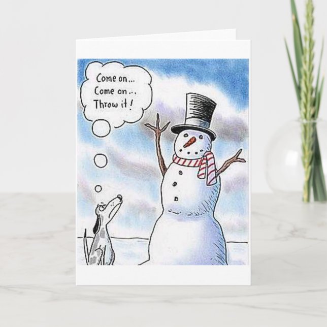 Cartes Pour Fêtes Annuelles Effort avec le bonhomme de neige (Devant)