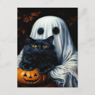 Cartes Pour Fêtes Annuelles Éffrayant Black Cat Halloween Wallpaper — 2025 Nui