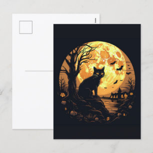 Cartes Pour Fêtes Annuelles Éffrayant Black Cat Halloween Wallpaper — 2025 Nui