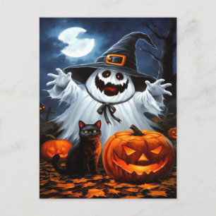 Cartes Pour Fêtes Annuelles Éffrayant Black Cat Halloween Wallpaper — 2025 Nui