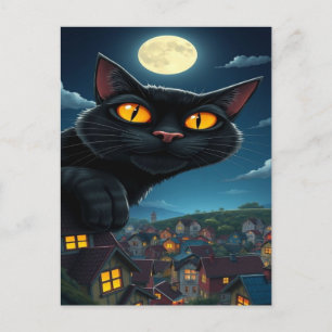 Cartes Pour Fêtes Annuelles Éffrayant Black Cat Halloween Wallpaper — 2025 Nui