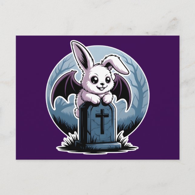 Cartes Pour Fêtes Annuelles Éffrayant Cute Pastel Goth Vampire Bunny Halloween (Devant)