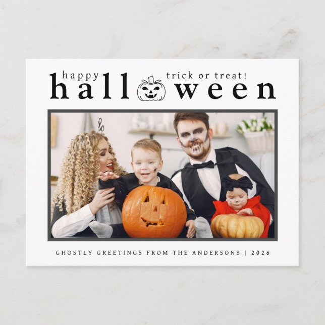 Cartes Pour Fêtes Annuelles Éffrayant Jack-o'lanterne Happy Halloween 1 Photo (Devant)